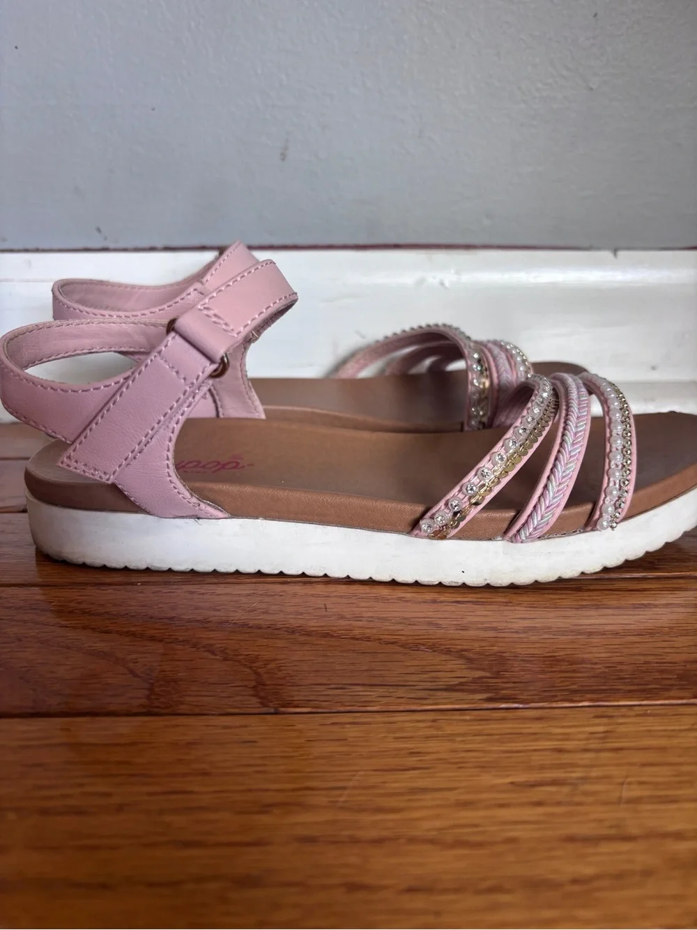 Jellypop Blush Pink Beaded Ankle-Strap Sandals